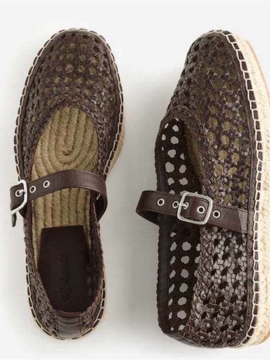 Madewell Shoes - NIB • Madewell Remy Mary Jane Espareilles in Woven dark Carob - 6.5